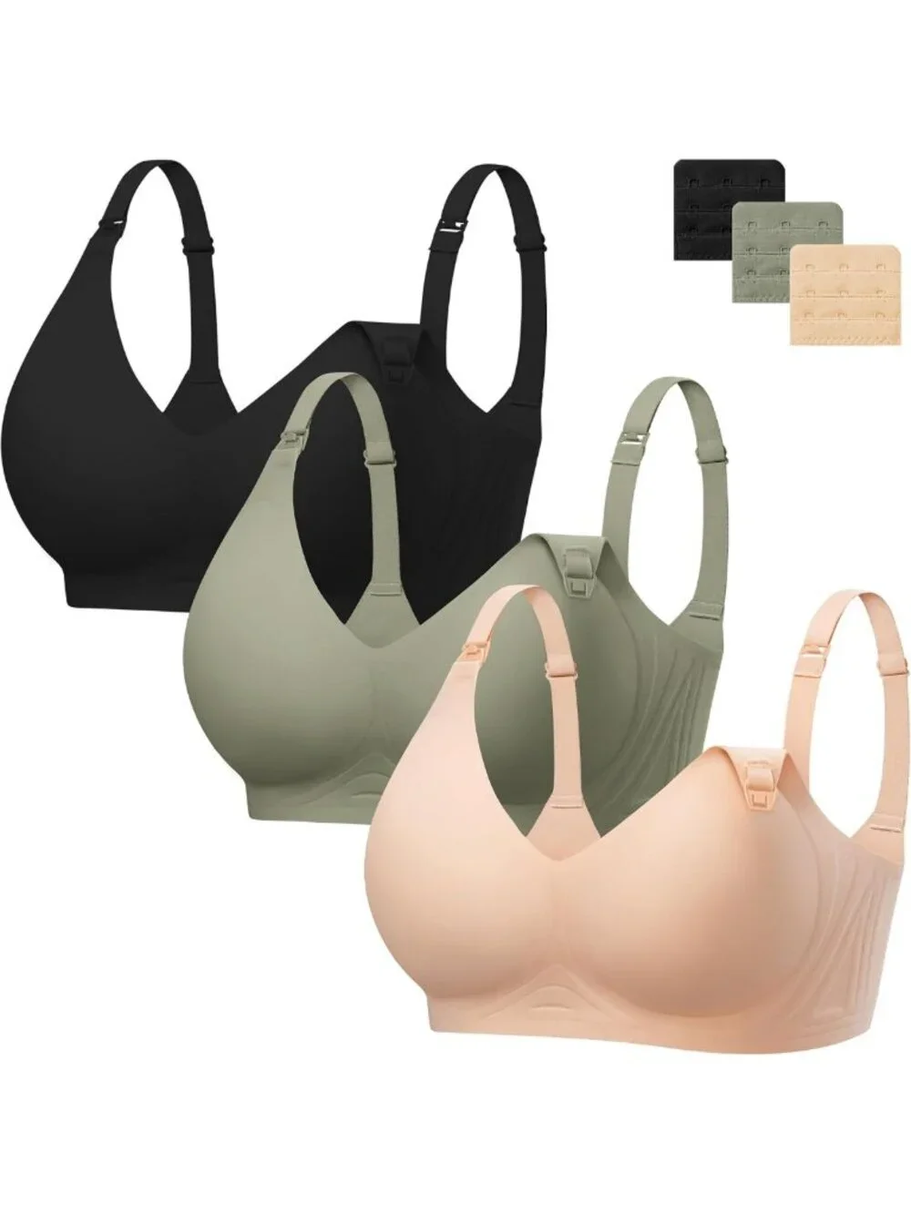 3 Pack Seamless Nursing Bras for Breastfeeding & Maternity - Wireless Sleep